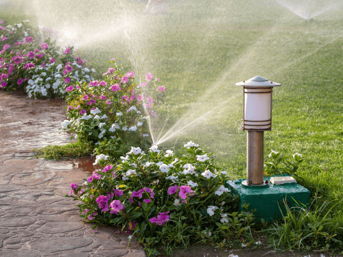 this shows the fitting of an irrigation system in atlanta by catalan landscaping